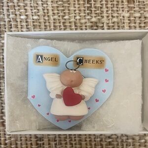 Russ Angel Cheeks Brooch with Red Heart 2001 NWT